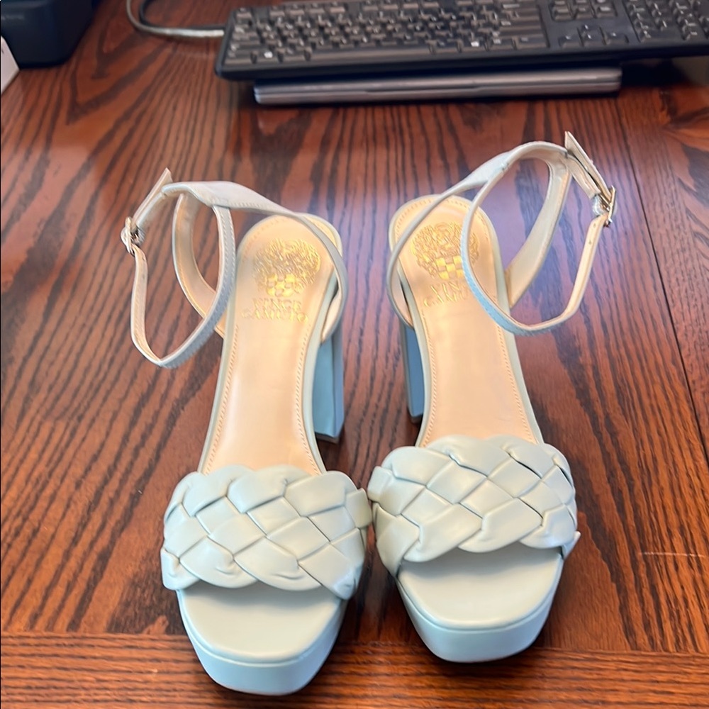 Vince Camuto Women's Blue Braided Strap Sandals, Platform, Block Heel, Size 8M